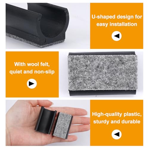 8 stuks viltglijbanen voor rodelstoelen, Ø 22 mm zitglijbanen met vilt, meubelglijbanen, klemschaalglijbanen met geluidsisolatie Viltglijbaan, voor Cantilever Seat Glides 3