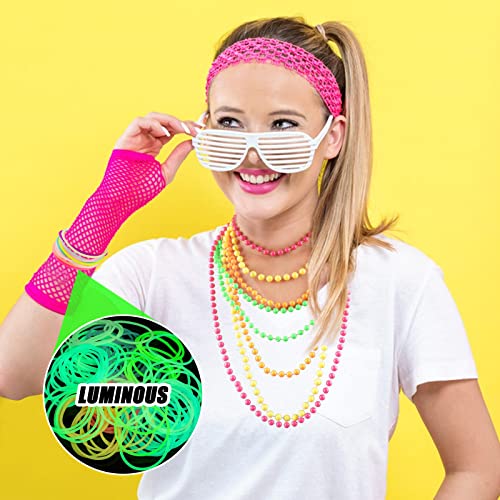 20 stuks dames kostuum 80s kleurrijke Neon Pink Ketting oorbellen armbanden Accessoires Kleding Retro voor 80s Themafeest Carnaval Party 5