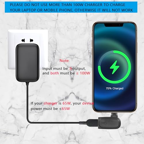 100W PD Slim Tip naar type C-vierkant Vrouwelijke laadadapter voor USB C Male Connector, geïntegreerd met automatische PD ID inductiechip, voor laptops 3