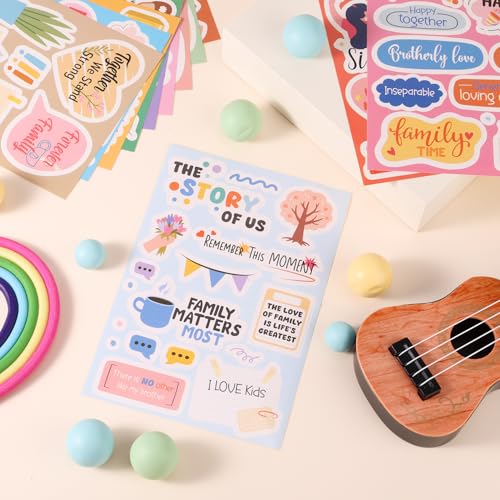 12 stuks Familie Scrapbook Stickers, Papier Scrapbook Stickers Fotoalbum Embellishment Memorial Stickers voor Familie Bonding Geliefde Momenten Visionboard Party Decoratie 3