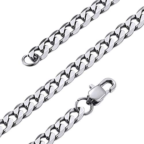 Juwelier Platte Cubaanse ketting 4mm/6mm/9mm, 316L Roestvrij staal Curb Link ketting voor mannen Vrouwen, Hip Hop sieraden 36 46 51 55 61 66 71 76 cm 18 Inch roestvrij staal