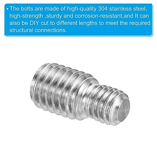 M6 x M8 x 16 Double Thread Bolts, 5 st Roestvrij staal 304 Thread Reducing Adapter voor meubels, lengte 16m m 4