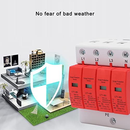 Surge protector AC 385V 4P guide rail 30 - 60 ka IP20 piekbeschermer elektronische beschermingsmodule voor zonne-energie, fotovoltaïsche voeding