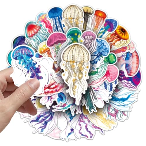 Leuke Sea Animal Stickers voor tieners Volwassenen 50 stuks Jellyfish Waterdichte Vinyl Sticker Set Auto Motorfiets Fiets Skateboard Snowboard Bagage Laptop Koffer Helm Motorfiets Computer 3