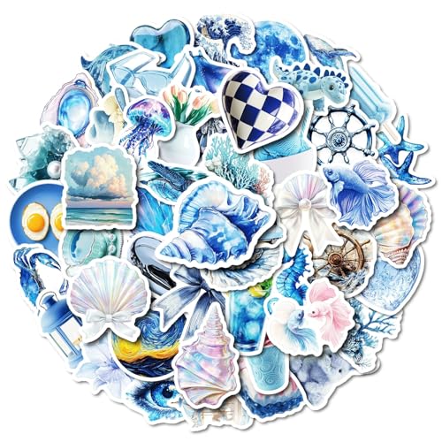 De Blue Ocean Stickers voor tieners Volwassenen 50 stuks Ocean Vinyl Sticker Set Auto Motorfiets Fiets Skateboard Snowboard Bagage Laptop Koffer Helm Motorfiets Computer