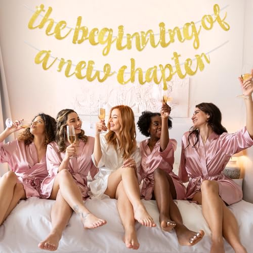 Het begin van een nieuw hoofdstuk banner, glitter afscheid feest decoraties Alles goed voor pensionering afstuderen banner, housewarming, job verlovingsfeest, partij leveringen (goud) 4