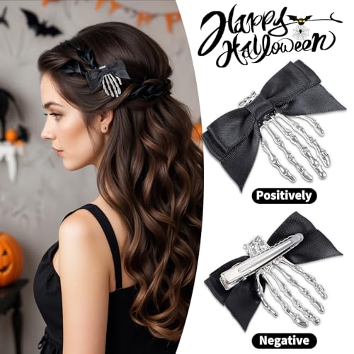 2 stukken skelet klauwen haarspeld schedel hand Bows haarspeld Punk Rock Horror haarspeld voor Halloween kostuums Halloween haar accessoires 3