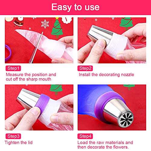 Cake Decoratie Supplies Kits 10 pijpen zakken, 14 roestvrij stalen sproeiers, 2 sproeiers, 1 siliconen pijpen zak voor cupcakes, taarten, koekjes, eclairs 5