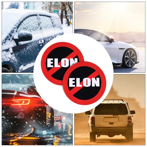 2 st. Anti Elon Bumper Sticker, 15cm Protest Elon Car Stickers Waterdichte Bumper Sticker voor auto laptop venster decoraties (rond) 5