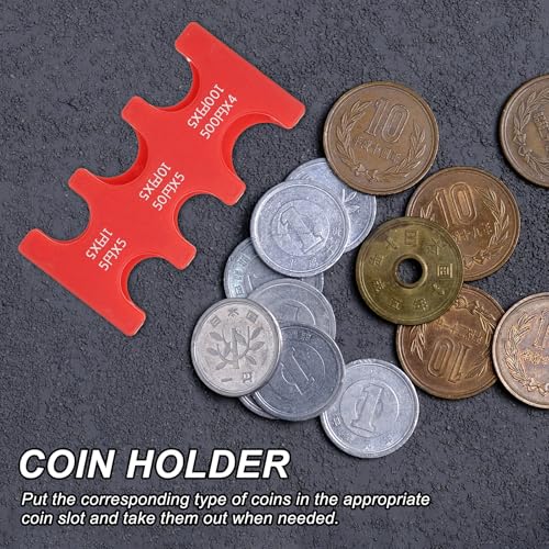 2 st. Japanse munt houder, Draagbare JPY Coin Organisator Dispenser Harde Munthouder 6 Compartiments Geweldig voor Home Office Collection Green Blue 5