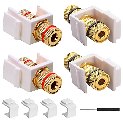 Banana Plug Keystone Jack Insert, Audio Speaker Keystone Jack voor Pole Clamp, met Lege Keystone Connectors, Schroevendraaier (Pack of 9)