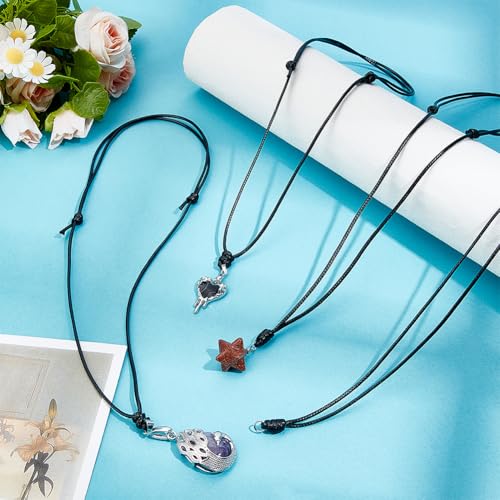 49 st 4 maten Waxed Cord Hanger Kettingen, Black Cord verstelbare kettingen Dubbele geknoopte ketting String voor sieraden het maken van hang hangers Touw, 36-87.5cm 4