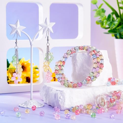 400 stuks 6 mm facet glazen kralen, 10 kleuren, transparante rondelle spacer kralen, kristallen dikke kralen, bulk voor doe-het-zelf armband, ketting, oorbel sieraden maken