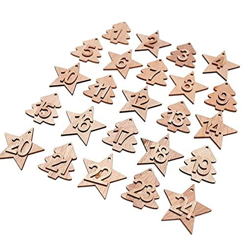 2 sests adventure kalender nummers hout nummer 1-24 kerstmis crafting star tree 3