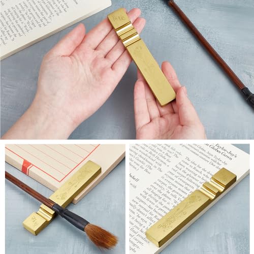 Chinese kalligrafie papier, rechthoekige messing papier Pers met groeven voor het schilderen, schrijven, tekenen, Sumi, 12 x 2 x 1 cm, goud 3