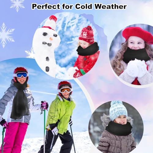 Sjaal voor meisjes, zachte chiffon sjaal, verpakt in lente kleding, meisjes winter sjaal lange sjaal, kinderen nek om warm te houden, zwart, one size, zwart 4