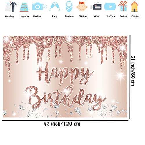 Verjaardag Decoratie voor meisjes / vrouwen, Verjaardag Banner, Rose Gold, Verjaardag, Fabric Sign Poster, Gelukkige verjaardag, Achtergrond Banner Vrouwen, Verjaardag Party Decoratie 5