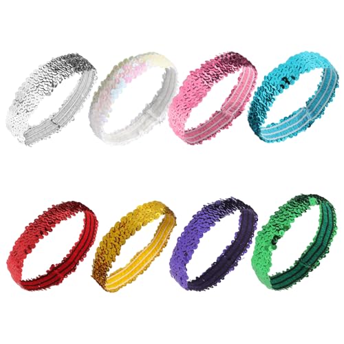 8st Sequin Headband Vrouwen Sport Glitter Headband Elastische Sparkling Headband Verstelbare Maat Bling Sport Headband Non-slip Headdress Shiny Style Accessoires voor meisjes
