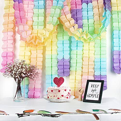 6 Stuks Pastel Vier Klaver Macaron Papier Bloemen Weefsel Garland Herbruikbare Party Streamers Hangen Ornament voor Verjaardag Bruiloft Baby Douche Home Verpleegkundig Decor 5