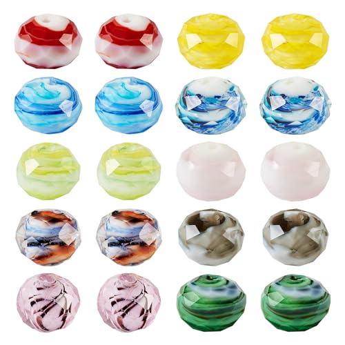 20 st. Rondelle Handgemaakte Lampwerk Kralen Facet Kleurrijke Lampwerk Kralen Rondelle Spacer Kralen voor DIY ketting armband Crafting sieraden maken