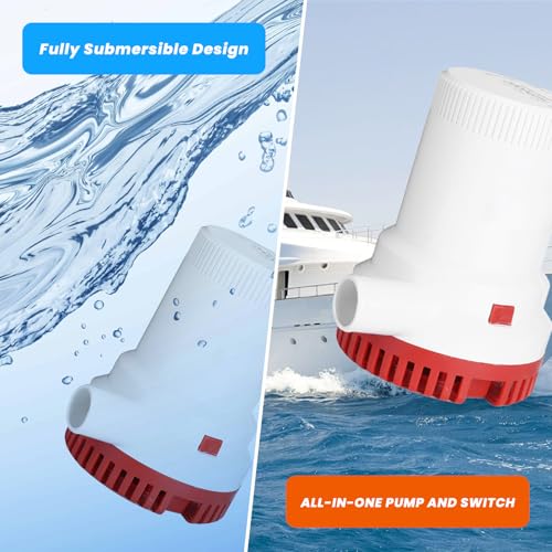 2000GPH Elektrische kielpomp, 12V Boot Kielpomp Boot Waterafvoer Pomp Marine Ontsteking Beschermde boot onderdelen 4