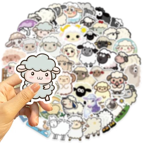 Schapen Sticker Set, 50 stuks Cartoon Animal Sticker Set, Waterdichte Vinyl voor Auto, Motorfiets, Fiets, Skateboard, Snowboard, Bagage, Laptop, Koffer, Helm, Motorfiets 3