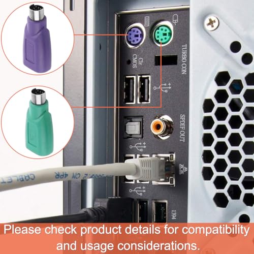 PS/2 naar USB Een Adapter Mannelijke naar Vrouwelijke Toetsenbordadapter PS2 Jack naar USB Een Plug voor Muis en Toetsenbord, Vervanging PS2 Toetsenbordadapter, 4 Pack 4