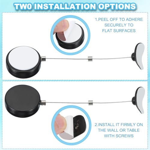 3.3 Ft Intrekbare afstandsbediening Tether, ronde veiligheid Kabel Lanyard Lock met dubbele zijde lijm voor TV Remote Gaming Controller, Wit (Curved Rubber Cap) 4