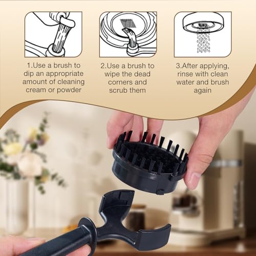 Reinigingsborstel voor koffiezetapparaat, espresso, ABS, haarborstel voor brouwers, koffiezetapparaat, afneembaar, voor 51 mm beker, 54 mm 5