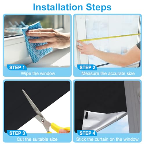 Draagbare Blackout Gordijnen, 1 Set 170x137cm Polyester Thermische Venster Gordijnen 100% Shading Rate voor zolder woonkamer Slaapkamer, Beige 3