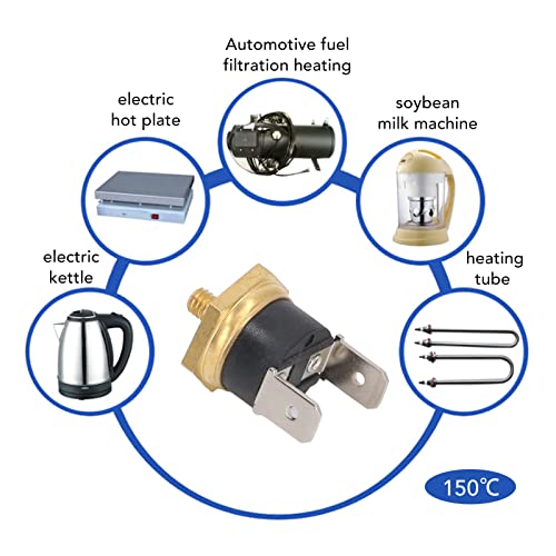 5PCS KSD301 Koper Thermostaat, Temperatuurschakelaar Thermostaat Bimetaal Normaal gesloten M4 Snap Schijf Temperatuurschakelaar 250V (150°C)