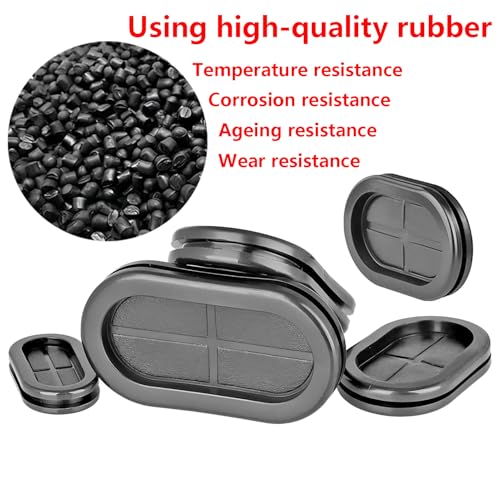 Verpakking van 10 Rubber Grommets, 13x27mm Grommets, Oval Wire Grommets, Double Sided Rubber Hole Plugs Grommets, Black Rubber Hole Plugs voor Draadkabel 3