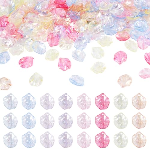 200st Bladhangers Shimmer Leaf Dangle Charms Transparante Petal Acryl Hangers AB Kleur sieraden Charm Bulk voor DIY oorbellen ketting sieraden maken, acryl, acryl