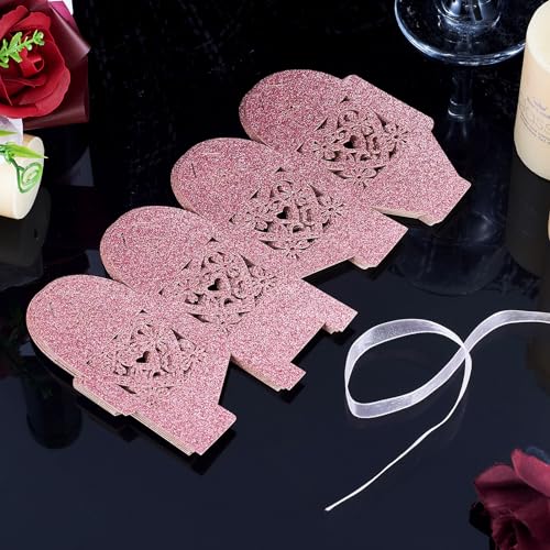 10 stuks 8,15 x 4,97 x 4,97 cm felroze doos voor bruiloftscadeaus mooie prezzie doos gehouden hart bloemen bruidstaart snoep dozijn voor gasten feest pistool dozijn bruiloft