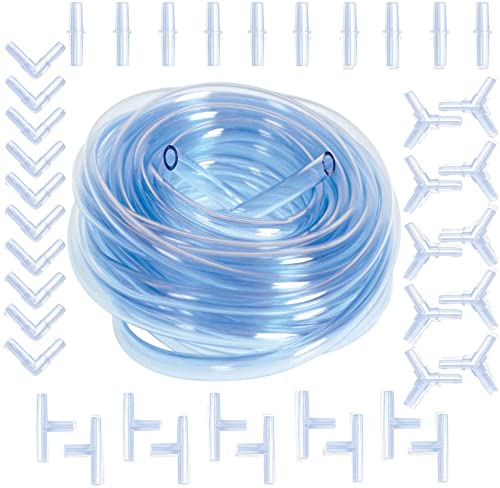 Aquarium slang connector, 40 in 1 Set, slang connector, 4 mm, I L T Y gevormd lucht slang adapter 4 mm / 6 mm 2 Weg 3 Weg + 5 m Luchtslang 4 6 mm