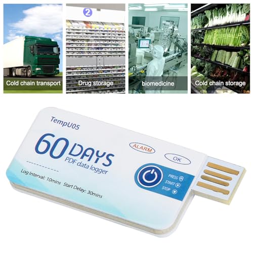 TempU05 Temperatuurgegevenslogger voor eenmalig gebruik, wegwerp USB-temperatuurrecorder PDF Rapport Hoge nauwkeurigheid Hoes 67x28mm / 2,64x1.1in 4