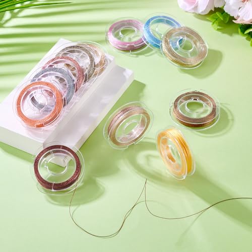 288,7 Yards 0.3mm Metallic Cords Assorted Color Tinsel Thread String Chinese knopen Cord Roll voor Home Decoratie Breien Kerst DIY Ornament Wrappen Verpakking Vrouwen Craft 3