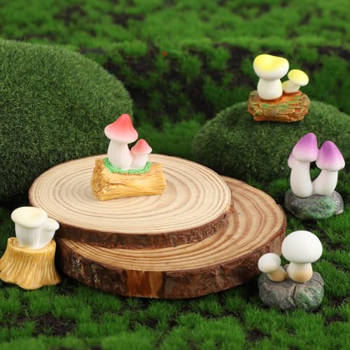 16 st. Mini Resin Paddestoelen, 8 Styles Paddestoelen Figurines Miniatuur Figurines Kleine ornamenten Poppenhuis Fairy Tuin Outdoor Micro Landschap DIY Ambachten Decoraties en geschenken 5