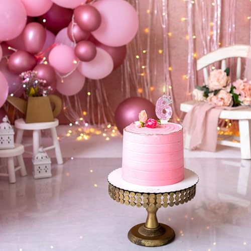 Roze Verjaardagskaarten met Cijfer, Glitterkroon Vlinder Sprankelend Pailletten Taartopper Decoraties voor Verjaardagsfeestjes Bruiloften Jubileums Vieringen (Cijfer 6) 5