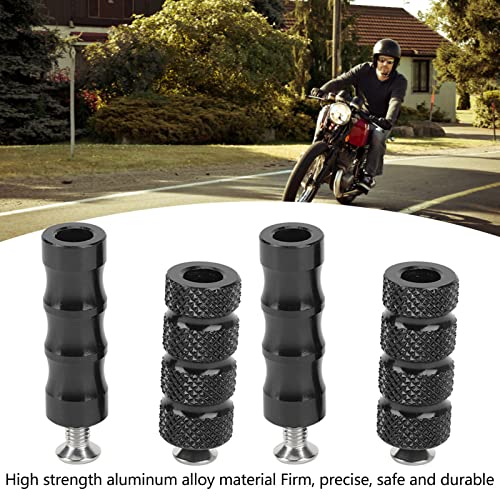 2 paar CNC Motorfiets Knurled Shifter Peg Anti-Slip Gear Shift Rem Lever Voetsteunen Pedal 6mm Gat Front Voetsteunen voor het monteren van Bolts Moto(zwart) 3
