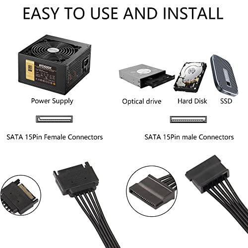 15 Pin SATA Power Splitter Adapter Cable 15 Pin SATA 1 tot 5 SATA seriële koord voor HDD, SSD, optische schijven 4