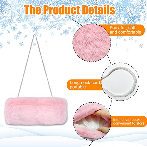 Handboeien met fauxbont voor dames Draagbare roze faux bont handboeien met wrap voor vrouwen meisjes 36 x 20cm Roze, roze 3