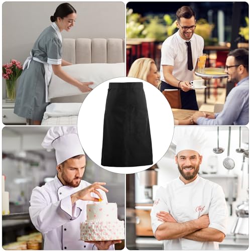 Demi Heren Keukenschorten Serveerschorten met Pockets Unisex Restaurant Lange Waterdichte Chef Lange Waistschorten voor Servers Bistro Koffiehuis 70 x 70 cm