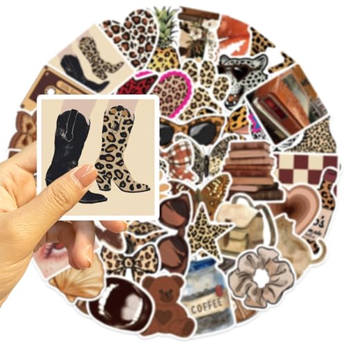 Leopard Stickers voor tieners Volwassenen 50 stuks Leopard Waterproof Vinyl Sticker Set Auto Motorfiets Fiets Skateboard Snowboard Bagage Laptop Koffer Helm Motorfiets