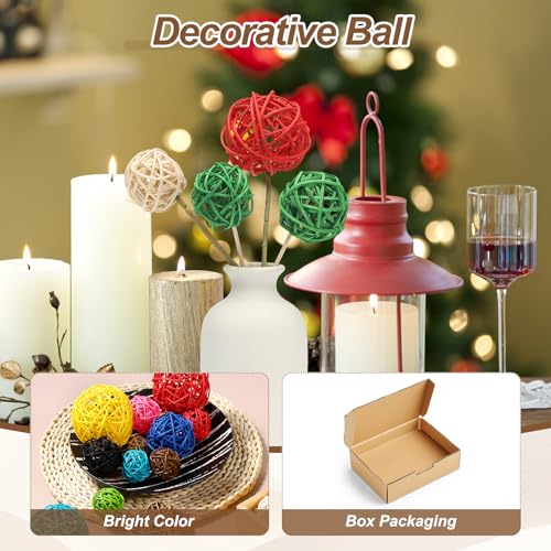 7,5cm Wicker Rattan Ballen, 6 stuks Decoratieve Ballen voor Centerpiece Bowls Trouwfeest Home Decoratie DIY Craft, Grey 3