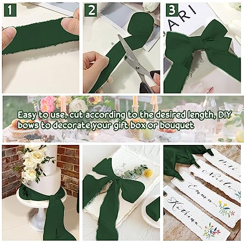 3 rollen chiffon zijde lint, 1.5"*7.65Yard handgemaakte chiffon lint rand chiffon zijde lint crème lint voor bruiloft uitnodigingen, bruids boeketten, decoraties, geschenken verpakking, boog 4