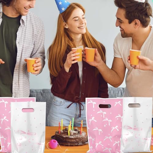 100 st. Roze Bowknot Party Cadeautassen, leuke roze favorieten Cadeautassen leuke verjaardag decoraties Zoete bruiloft decoraties voor kinderen meisjes en vrouwen 4
