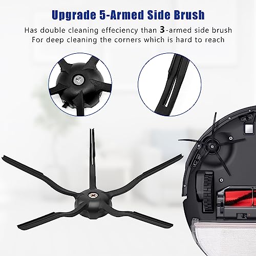 Onderdelen Accessoires voor Xiaomi Roborock S5 MAX S6 Pure S6 maxV S50 Stofzuiger, 2 rolborstel, 4 zijborstels, 4 HEPA Filter (zwart) 5