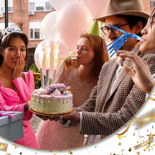 24st Party Blazers voor kinderen, Glitter Party Horns Metallic Fringed Sound Makers voor volwassenen Verjaardag Graduation Nieuwjaar Party Supplies (kleurrijk) 3