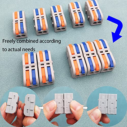 Draadconnectoren, 14 st Nieuwe Mini Lever Nutconnector, SPL-2M Compacte Draadconnectoren, Snel Terminal Blokkabelconnector (Multicolor) 4